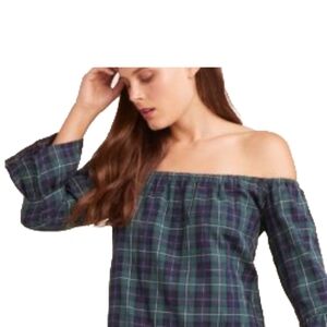 Off the Shoulder Plaid Top